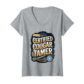 Womens Cougar Tamer Bait Hunter Slayer Cougars V-Neck T-Shirt
