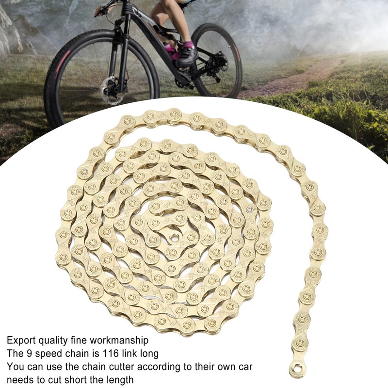 9 Speed Bicycle Chain, Double Bridge Design Mountain Bicycle Chain,