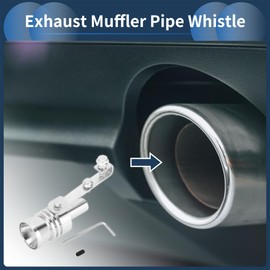 INFINAUTO Turbo Sound Muffler Pipe Whistle, Rear Tailpipe XL Car Motorcycle Roar Maker Aluminum Silver Tone, 1 Set