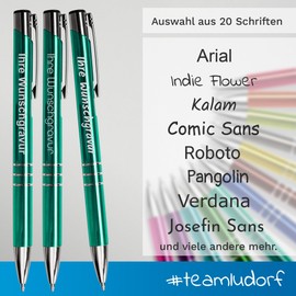 50 x metal ballpoint pens with 3 decorative rings, including Turquoise Ballpoint Pen Choose from 20 Fonts and 14 Different Colours