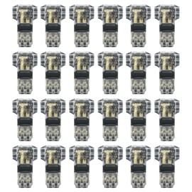 Zreneyfex 24 Pack Wire Connectors, 2 Pin 3 Way Low Voltage Universal Compact Wire T-Splice Connector, 20-24 AWG Wire Self-Stripping Quick Connector for Vehicle Audio, Video, Speaker, Strip Lights