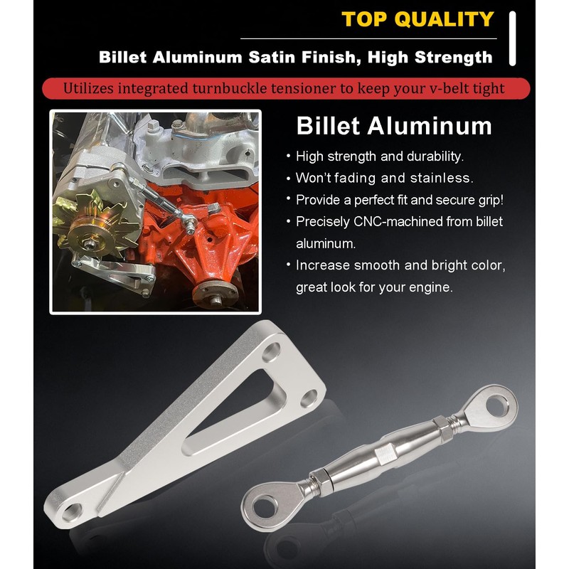 Billet Alternator Bracket Adjustable Kit for Chevy SBC 305 327