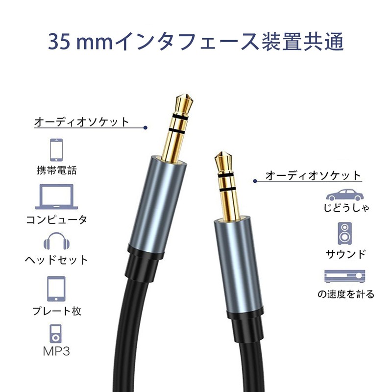 TRkin 3.5 mmステレオミニプラグ1.5 mオスオーディオラインステレオミニプラグ線AUXケーブルメッキ仕様スピーカーケーブルイヤホンジャック（黑）