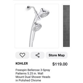 KOHLER Dual Shower Heads 3-Spray Round Wall Mount Hand Shower Polished Chrome