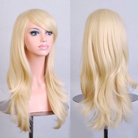 BERON Light Blonde Wigs 28 Inches Blond Wig Long Wavy Blonde Wig Cosplay Costume Wigs Wig Cap Included
