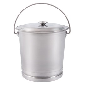 KONKENIE 8L Stainless Steel Bucket with Lid & Handle Coffee Tea Water Milk Pail Can Rice Grain Canister Food Storage Bucket Compost Bin Bucket Waste Trash Can for Kitchen Office Hotel Silver (8L)