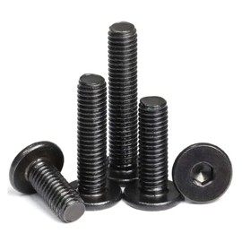 10pcs M5/M6/M8cm Black Stainless Steel Hex Socket Ultra Thin Ultra Low Flat Head Allen Cap Screw Bolts (M8X12mm(10pcs))