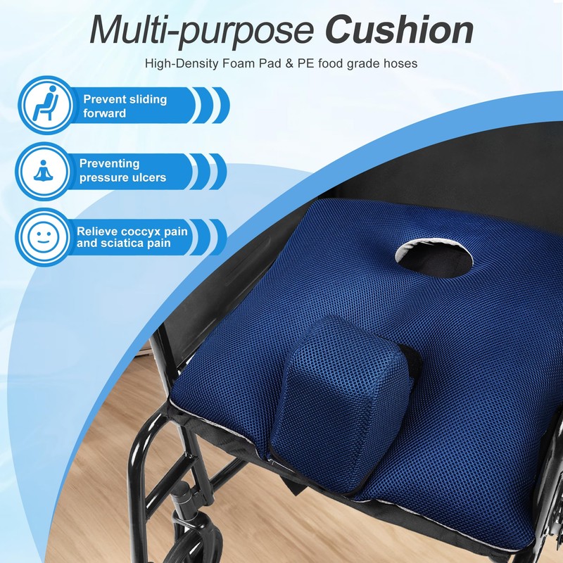 NIdreamCE Wheelchair Wedge Pommel Cushion with Safety Straps Non-Slip Wheelchair