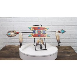 Ebros Gift Southwestern Boho Chic Aztec Turquoise Arrow Feathers 3-Pegs Wall Hooks Decor
