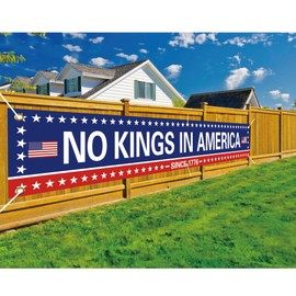 No Kings in America Banner Since 1776 No Kings Flag Outdoor Garden Yard Sign Decoration 120" x 20"