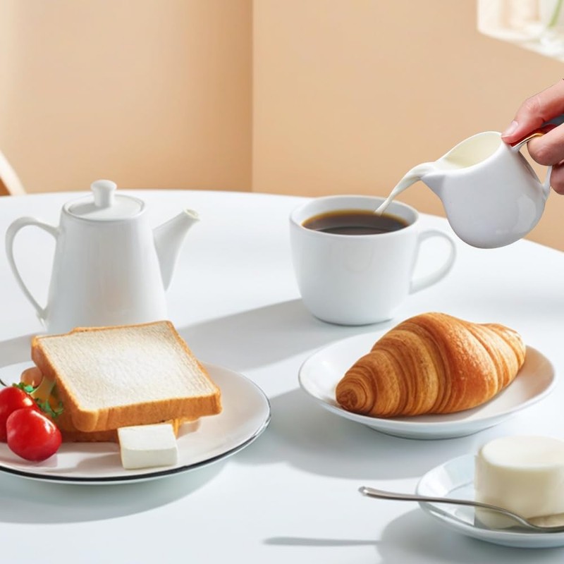 Foreverup 12Pcs Small Milk Jug, 50ml White Ceramic Mini Milk