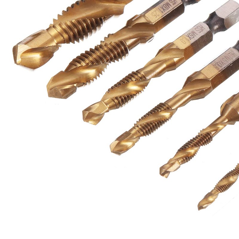 Eyech 6Pcs Titanium Combination Drill and Tap Bit Set, Metric