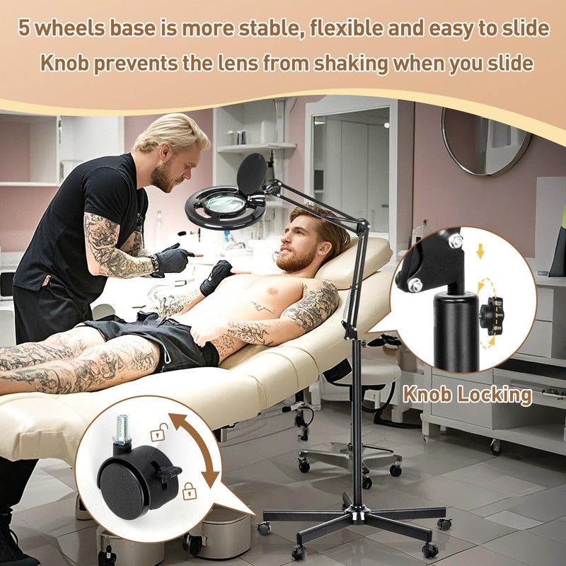 HITTI Esthetician Light with 10X Magnifier, 2200 Lumens Stepless Dimmable