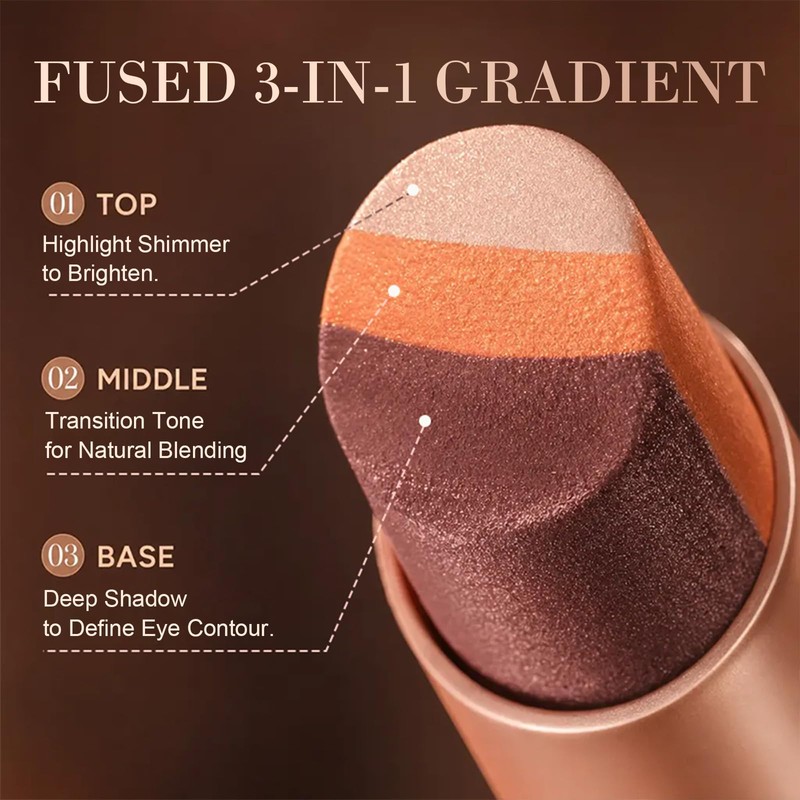 3 Color Eyeshadow Stick, Cream Set of 4, Lightweight Natural