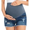 fitglam Women's Maternity Jean Shorts Over Belly Pregnancy Denim Shorts