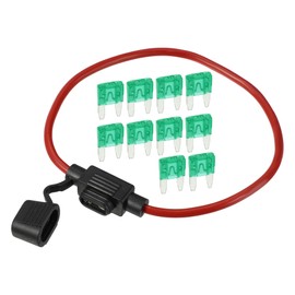 A ABSOPRO 30A Mini Blade Stye Fuse 12 AWG Fuse Holder Waterproof 12 Gauge Fuse Holder Blade Style Inline Fuse Holder Metal Black