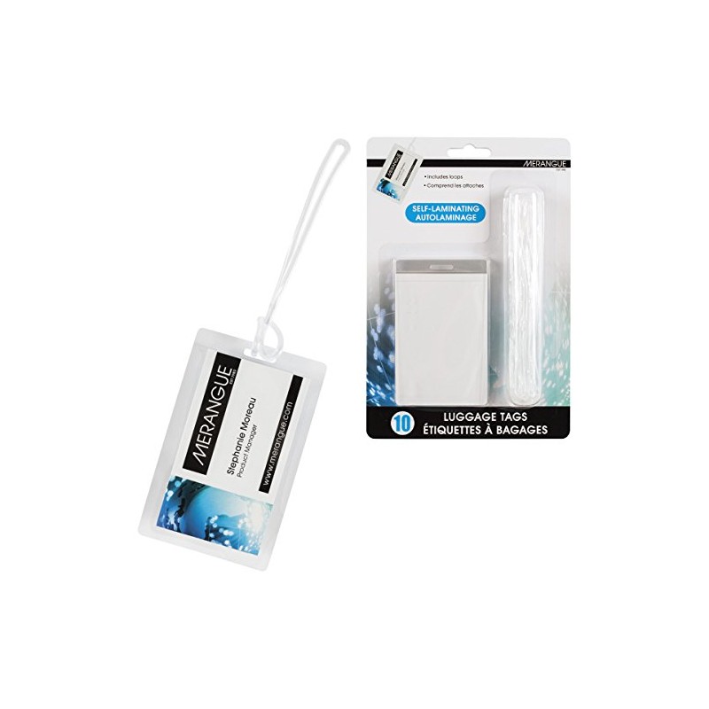 Merangue Clear Luggage Tags, Self Laminating, 10 Pack