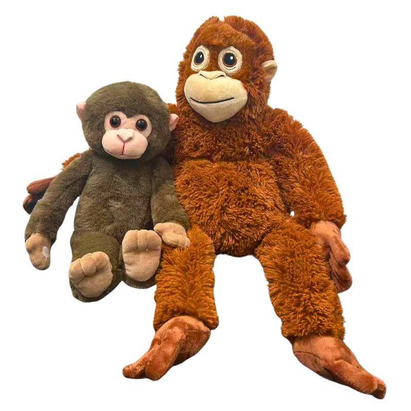 TQJOUJOU Punch Monkey Plush Toys, 2Pcs Baby Monkey & Orangutan