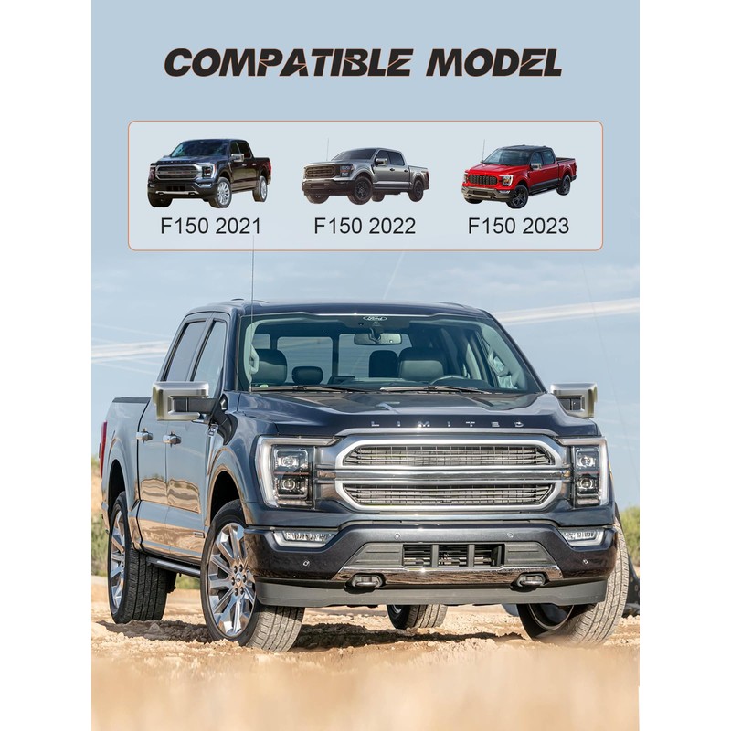 F150 Mirror Caps Compatible With Ford F150 2021 2022 2023