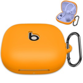 for Beats Powerbeats Pro 2 Case Cover with Keychain, Soft Silicone Case Cover for Beats Powerbeats Pro 2 Generation Full Shock-Absorbing Protective Case for Women Men Front LED Visible (Orange)