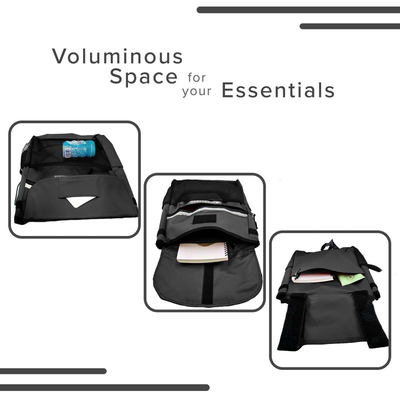 AlveyTech Water-Resistant Saddle Bag (Large, Black) - For Mobility Scooters,