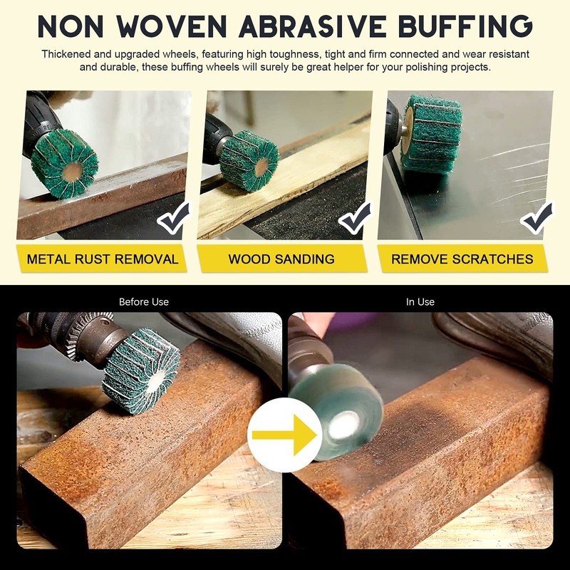 Mardatt 10Pcs Non Woven Abrasive Buffing Pads Wheels Drill Attachment
