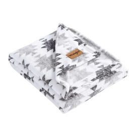 Wrangler - Throw Blanket, Soft Plush Fleece Bedding, Western Decor for Bed or Couch (Canyon Ikat Grey, 50" x 60")