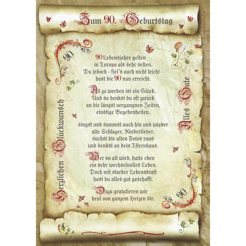 Die Staffelei Geschenk 90. Geburtstag Gedicht Präsent Jubiläum Küche