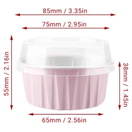 Cupcake Liners, Eusoar 5oz 100pcs Aluminum Foil Cupcake Liners, Muffin Liners Cups with Lids, Disposable Aluminum Foil Cupcake Baking Cups Holders Cases Boxes Pans with Lids