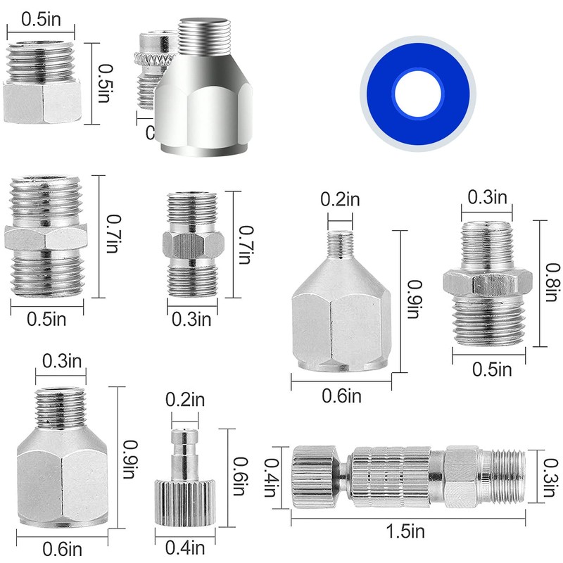 HUBEST 13pcs Multi-Size Airbrush Adapter Set, Airbrush Quick Release Disconnect