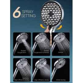 Cobbe 11.8 Inch Rain Shower Head with Handheld - Adjustable Dual Shower Heads with 6 Modes Handheld Spray Combo - Wide Rainfall Showerhead with Hose, Bathroom Accessories - Chrome
