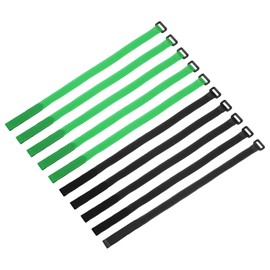 MECCANIXITY 10 Pcs Reusable Battery Tie Down Straps, 0.8" x 16" Nylon Multipurpose Battery Hold Down Adjustable Cinch Strap Hook Loop Fastening Tie for FPV RC Drone Boat Car, Black/Green