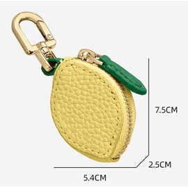 GOTHPICKUS Cute Fruit Leather Bag Charm Y2K Strawberry Keychain With Zipper Backpack Kawaii Cutecore Mini Purse (Lemon,One Size)