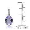 Sterling Silver Amethyst & White Topaz Oval Leverback Earrings