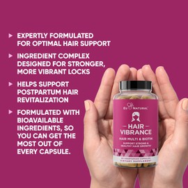 Vibrance Hair Growth Vitamins for Women – Grow Hair Faster, Healthier, and Stronger with Potent MultiBlend of Biotin & OptiMSM – Supports Thicker, Shinier Hair & Regrowth – 60 Vegetarian Soft Capsules