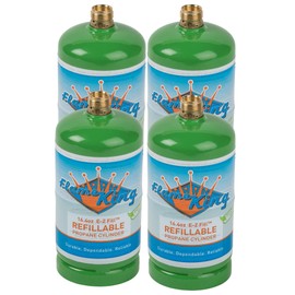 Flame King Refillable 1lb Empty Propane Cylinder Tank - Reusable - Safe and Legal Refill Option - DOT Compliant-16.4 oz (4-Pack)