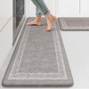 KIMODE Anti Fatigue Kitchen Mat for Floor, Farmhouse Kitchen Rugs Sets of 2, Non-Slip Kitchen Floor Mat,Cushioned Standing Mat for Sink, Laundry, Office,Home, Desk Grey 17"x47"+17"x29"