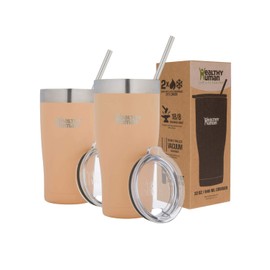 Healthy Human Insulated Stainless Steel Tumbler Travel Cruiser Cup with Straw and Lid 32 oz Papaya