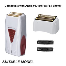 Foil Shaver Replacement Fit for Andis Model TS-1 TS-2 17150 17200 17235 Pro Foil Shaver, Replaces #17155 17160 17280 Foil and Blades (Golden 2 Pack)