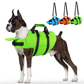 Petglad Dog Life Jacket with 4ft Leash, Reflective Pet Life Vest with Zipper and Handle for Swimming Boating, Adjustable High Buoyancy Floatation Swim Vest for Small Medium Large Dogs - Green, XS
