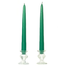 KYS Pack of 10(5 Pairs), 8" Unscented Taper Candles Forest Green for Weddings, Home & Event Decoration, Relaxation, Made in US