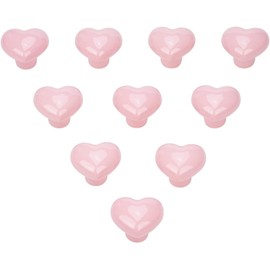 Noosverl 10 x Love Heart Shape Door Pull Knobs Pink Cabinet Knobs Ceramic Heart Shape Cupboard Knobs Furniture Handles with Screw Wardrobe Handles for Child Bedroom Bathroom Kitchen