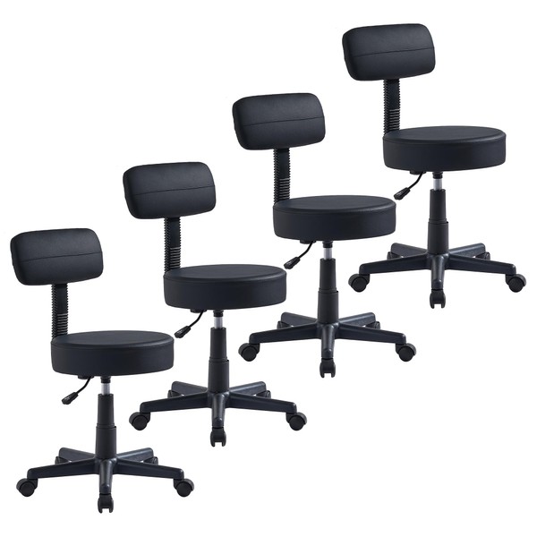 VECELO Rolling Desk Chair with Backrest Set of 4, Adjustable