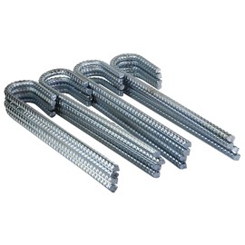 Pinnacle Mercantile 60 Pack Anti Rust Rebar Stakes J Hook Heavy Duty Galvanized Steel Ground Anchors 12 inch Long 3/8 inch Round Chisel Point End Made USA