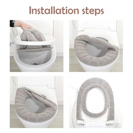 Lovesole Toilet Seat Cover, Thick Toilet Cover, Toilet Supplies, Soft, Fluffy, Tomat Urinal Mat, Stretchable, Antibacterial, Odor Resistant, Washable, U-Shaped Toilet Seat, O-Shaped Toilet Seat, V-Shaped Toilet Seat, Universal Type Toilet Seat Cover (Gra