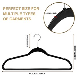 Quality Hangers 50 Pack Slim Plastic Hangers for Clothes - Heavy Duty Non-Velvet Black Hangers with 360° Swivel Chrome Hook & Non Slip Notches - Ideal for Dresses Coats Shirts Jackets & More - Black