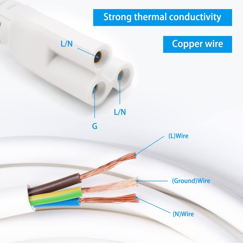 T5 T8 Led Double Ended 3 Pin Light Cable Wire