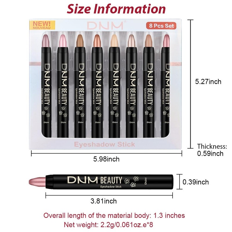 Kaely 8Pcs Cream Eye Shadow Sticks Set for Older Women,