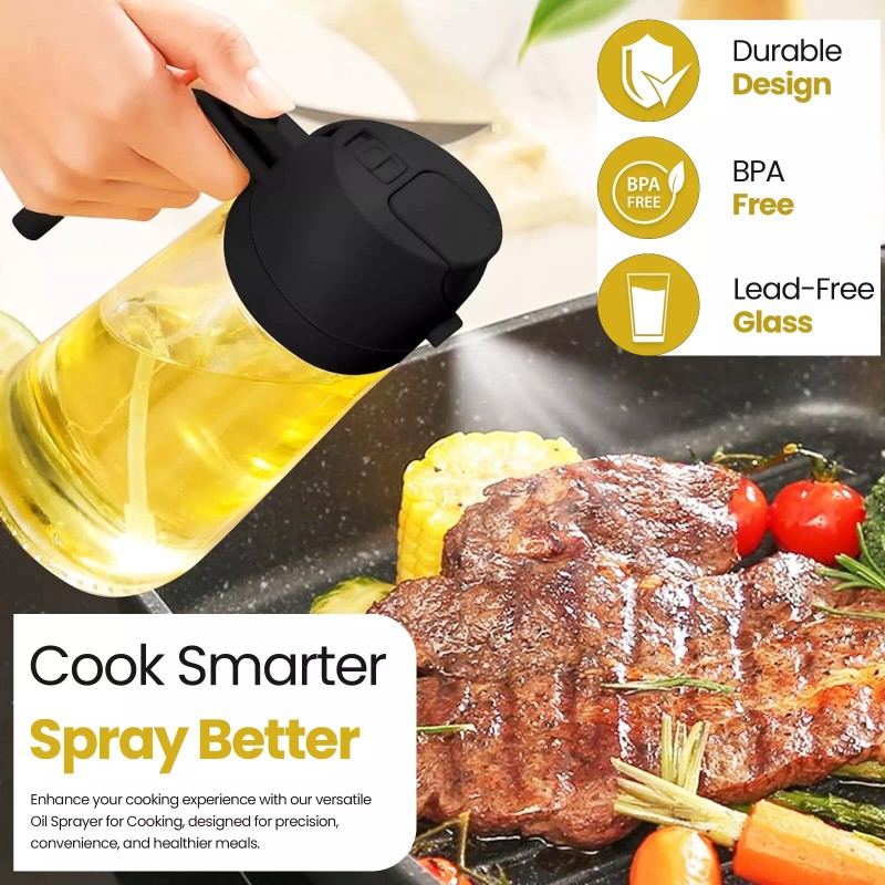 Javelox 16oz Oil Dispenser Bottle and Sprayer For Cooking 2-in-1