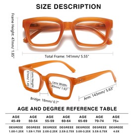 Readers for Women Oprah Style Square Reading Glasses with Spring Hinge Blue Light Blocking for Men Ladies HHL +2.75